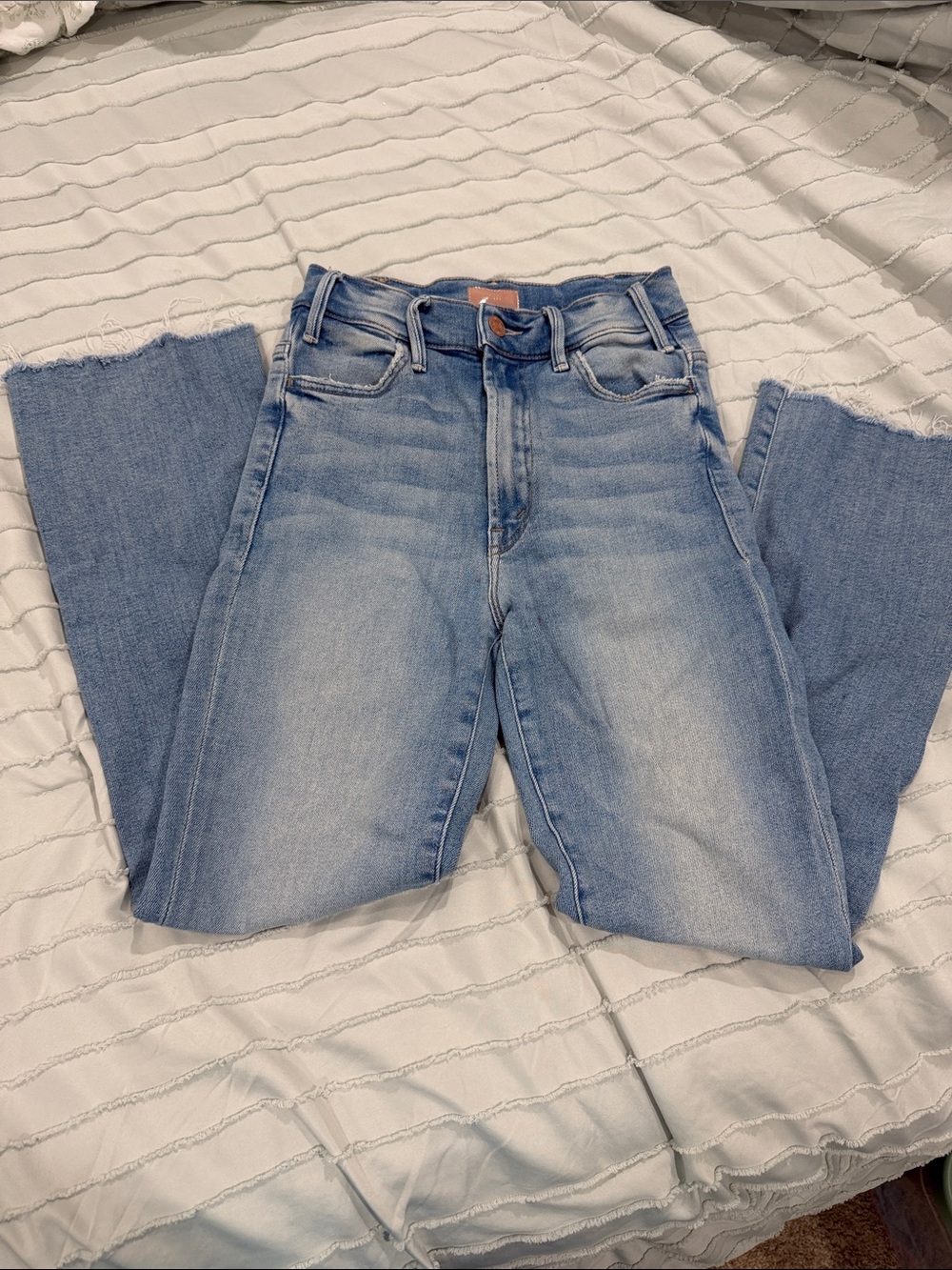 MOTHER Light Blue High-Rise Straight Leg Jeans